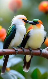 a group of birds sitting on a branch