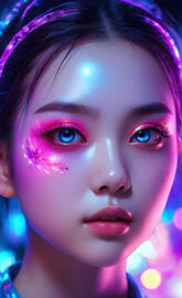 1girl, backlighting, blacklight, beautiful detailed eyes, beautiful de