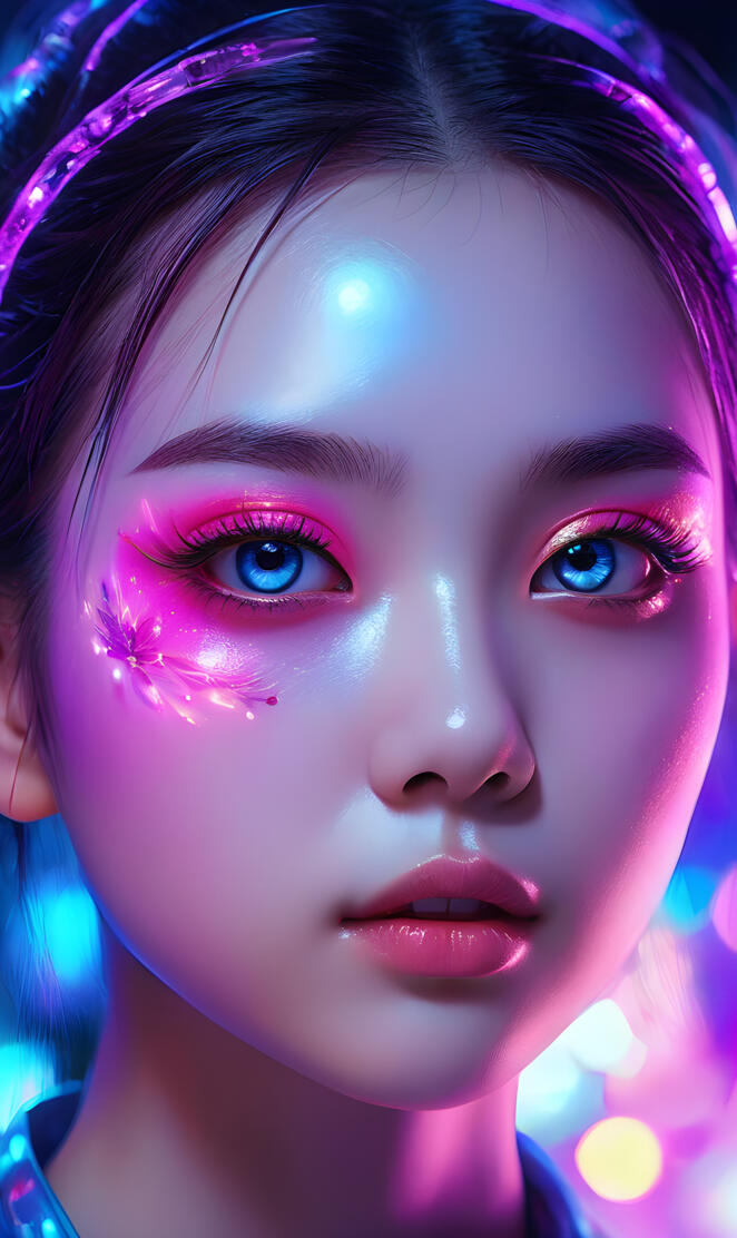 1girl, backlighting, blacklight, beautiful detailed eyes, beautiful de