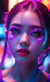 1girl, backlighting, blacklight, beautiful detailed eyes, beautiful de