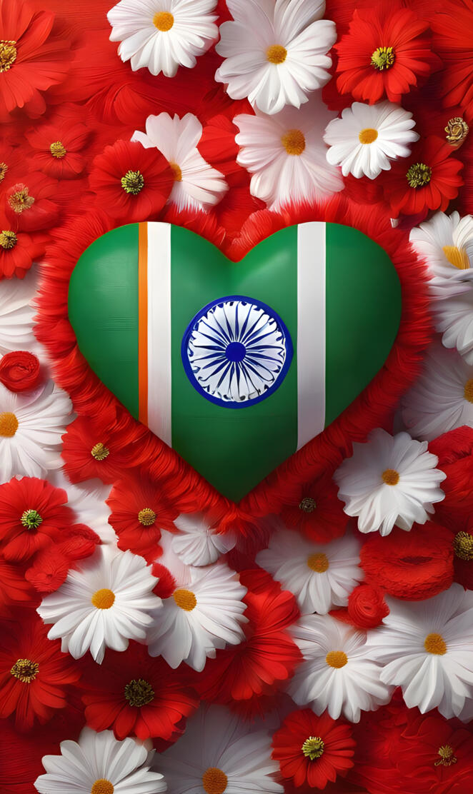 a flag with a flag and flowers