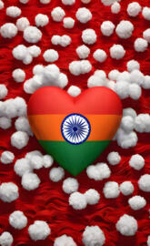 a flag with white and red text