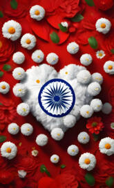 a red blanket with white flowers