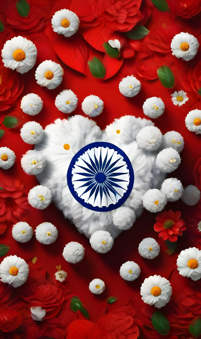 a red blanket with white flowers