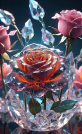 glass rose with a red center