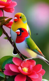 a couple of birds on a branch