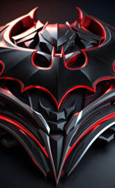 Red and black stylized Batman logo