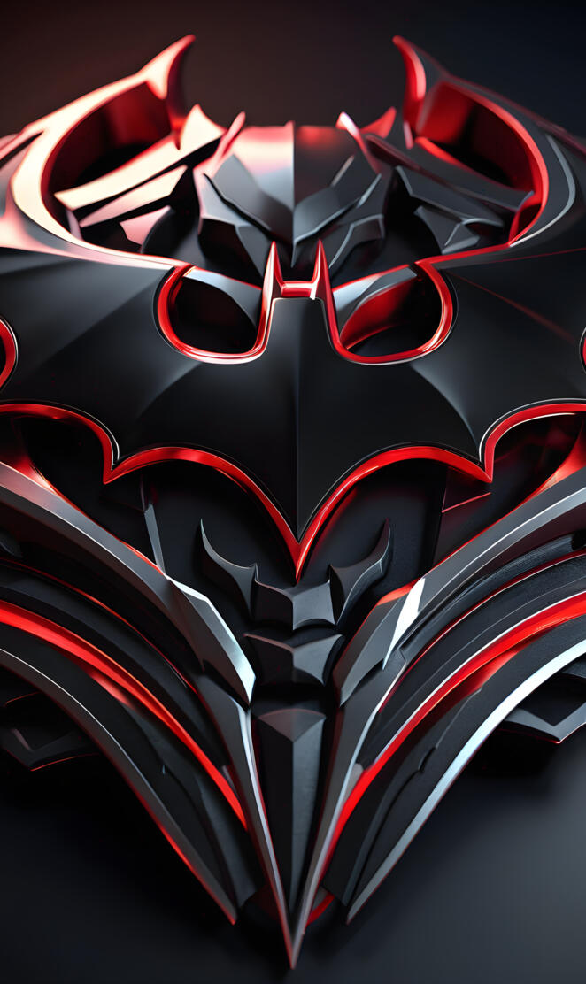 Red and black stylized Batman logo