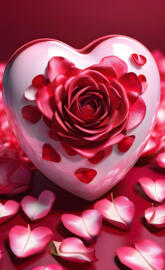 a pink rose in a bowl