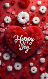 a red background with white flowers