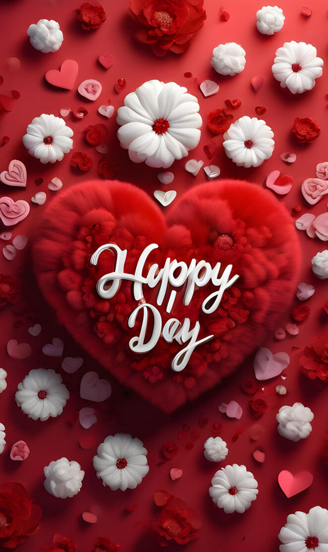 a red background with white flowers