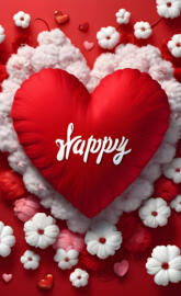 a heart made of red and white flowers