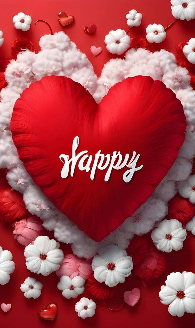 a heart made of red and white flowers