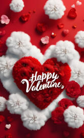 a red and white background with white and red flowers