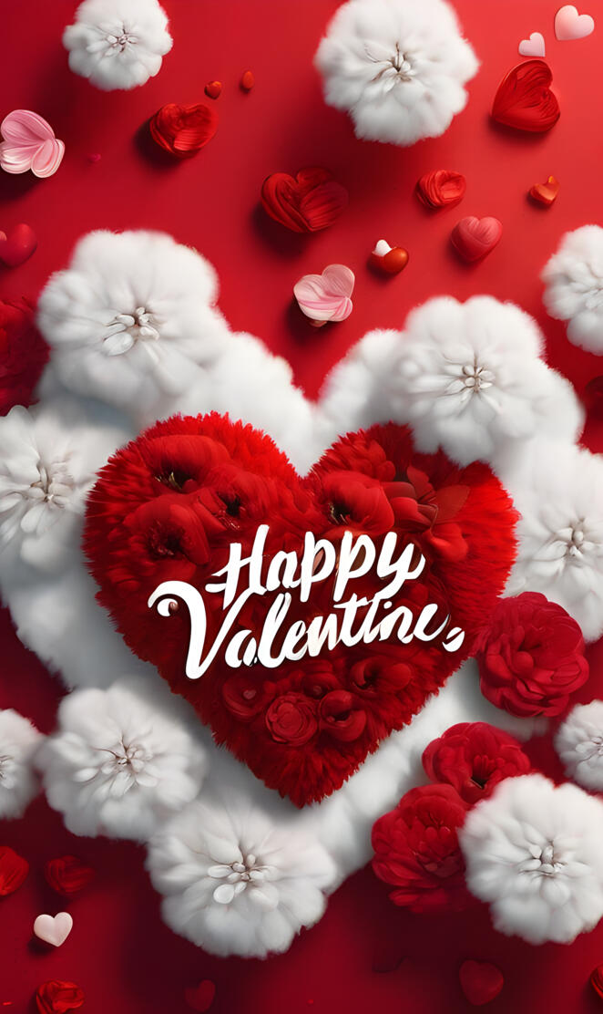 a red and white background with white and red flowers