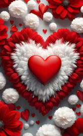 a red heart made of white flowers