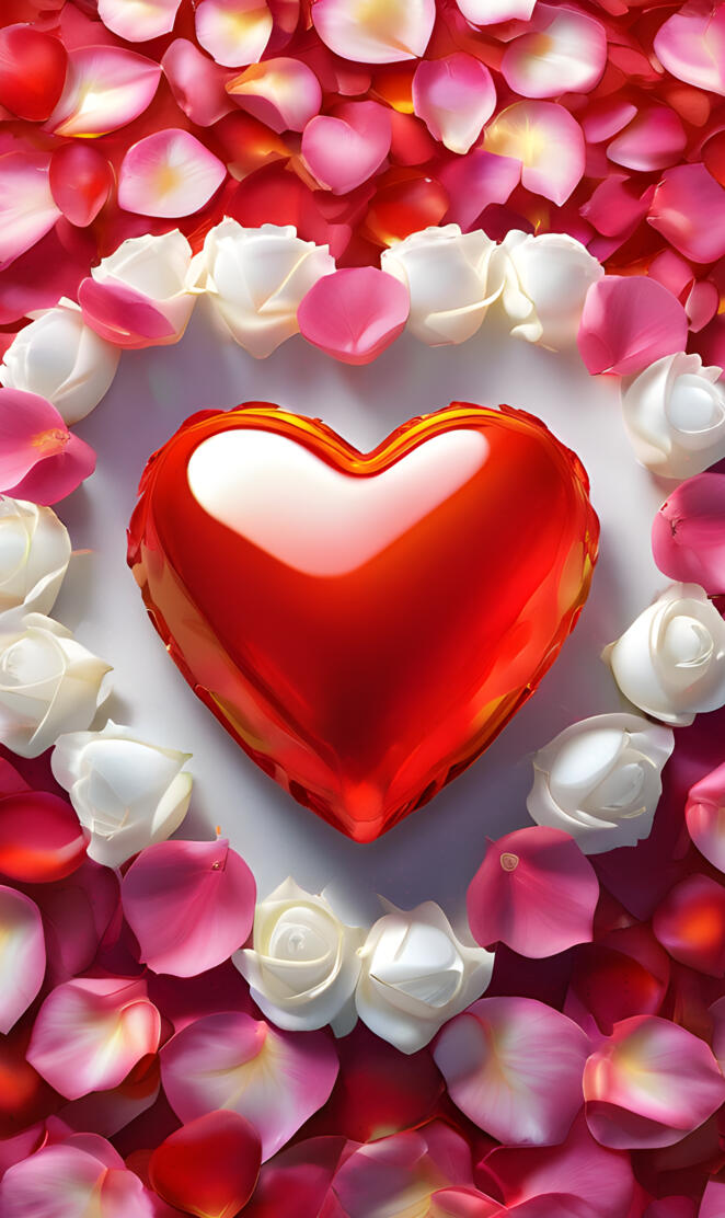 a heart shaped cake with pink frosting and a red heart