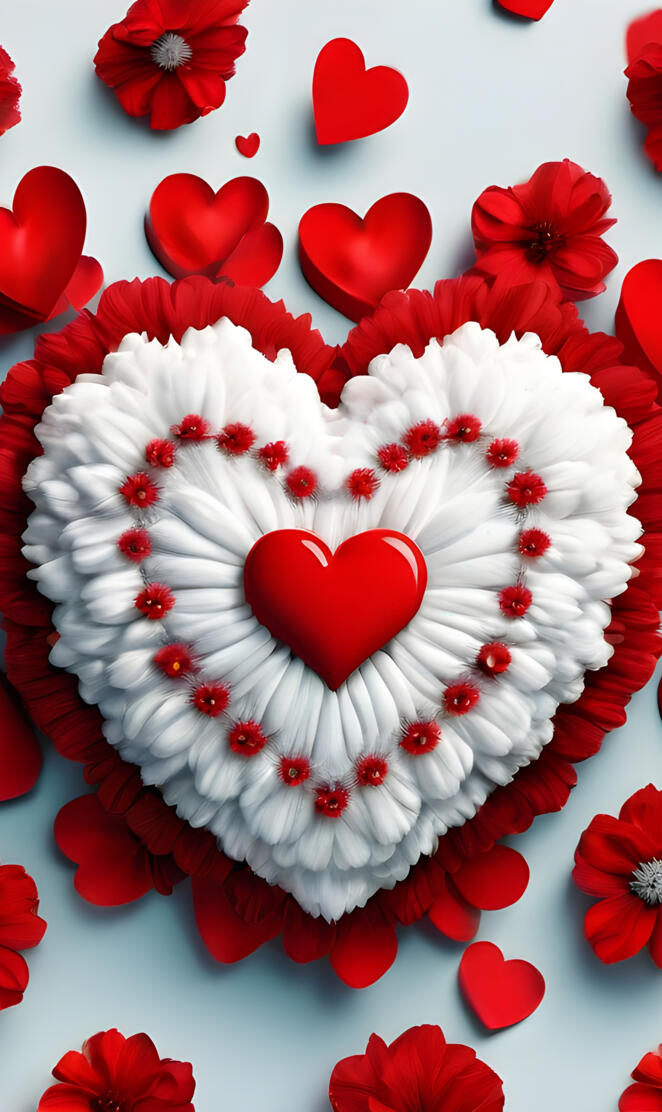 a heart made of red flowers