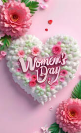 a pink and white background with flowers