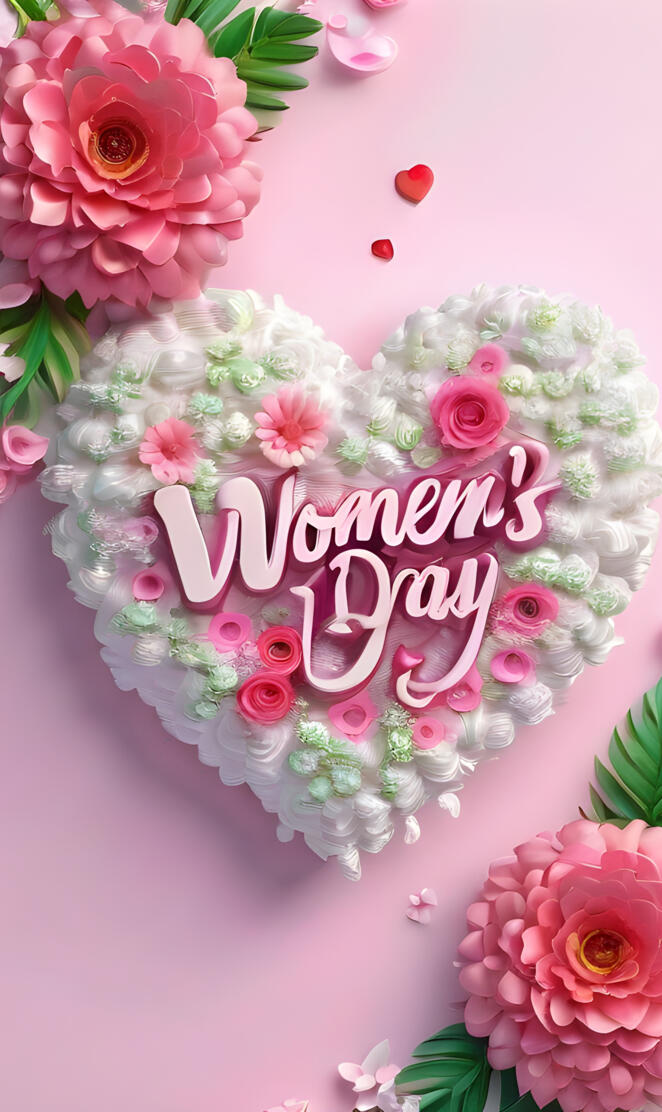 a pink and white background with flowers