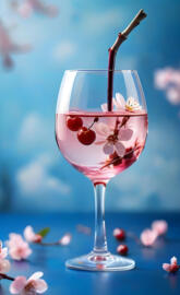 a glass with a drink in it