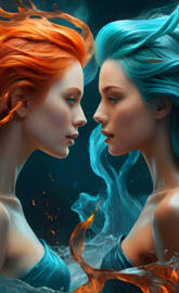 a couple of women looking at each other