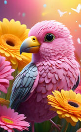 a bird with a flower in its mouth