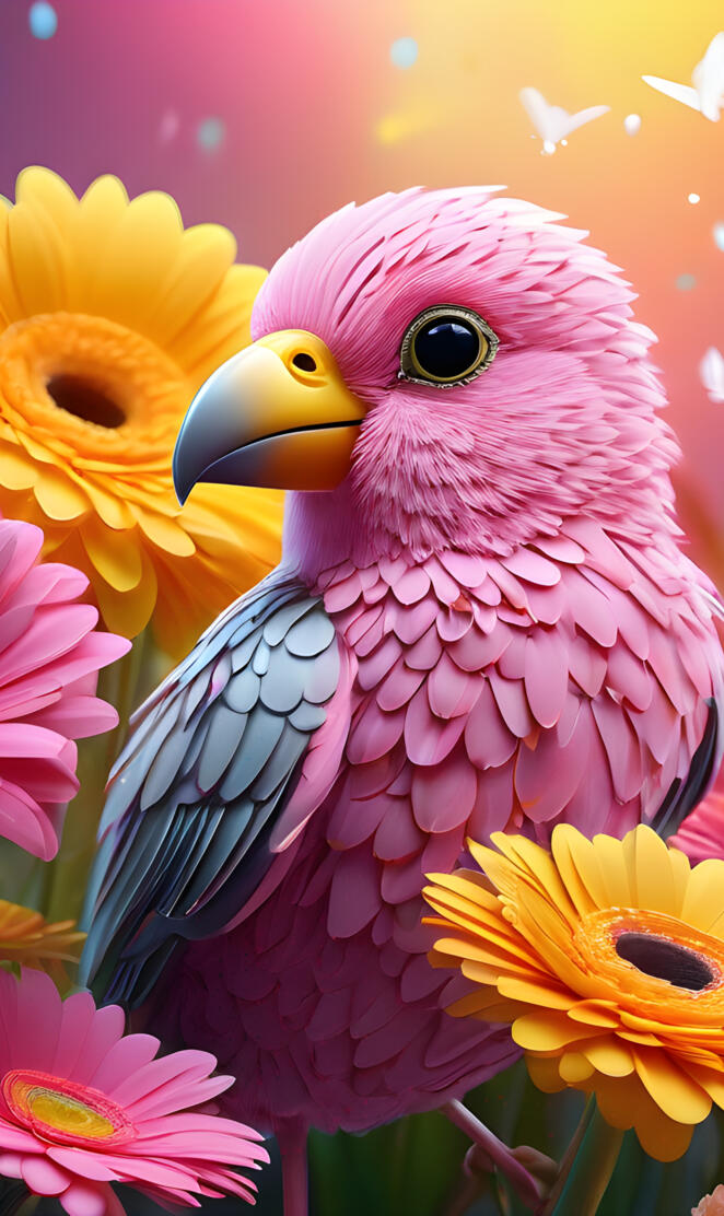 a bird with a flower in its mouth