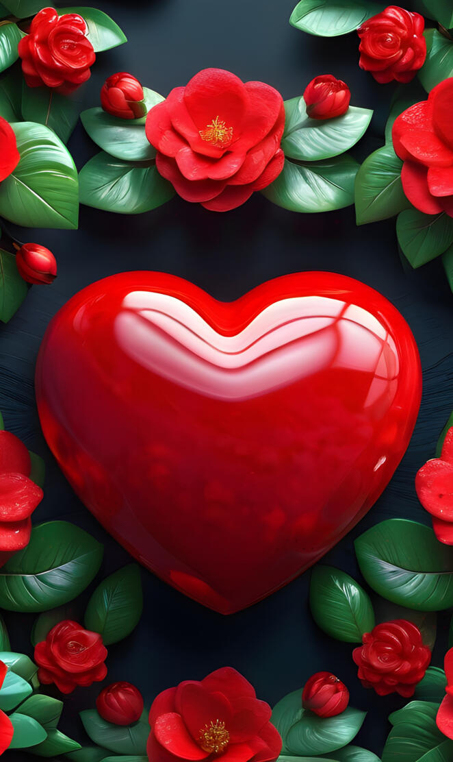 a red flower with green leaves