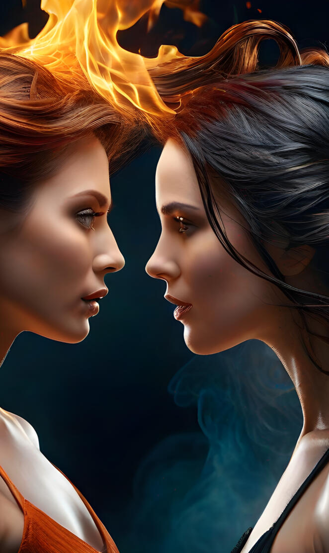 a couple of women looking at each other