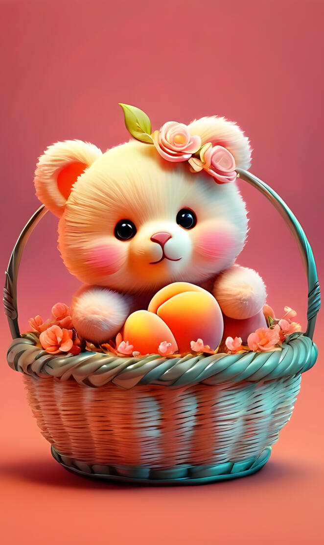 a stuffed animal in a basket
