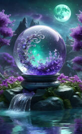 a globe floating in water