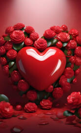 a red vase with flowers