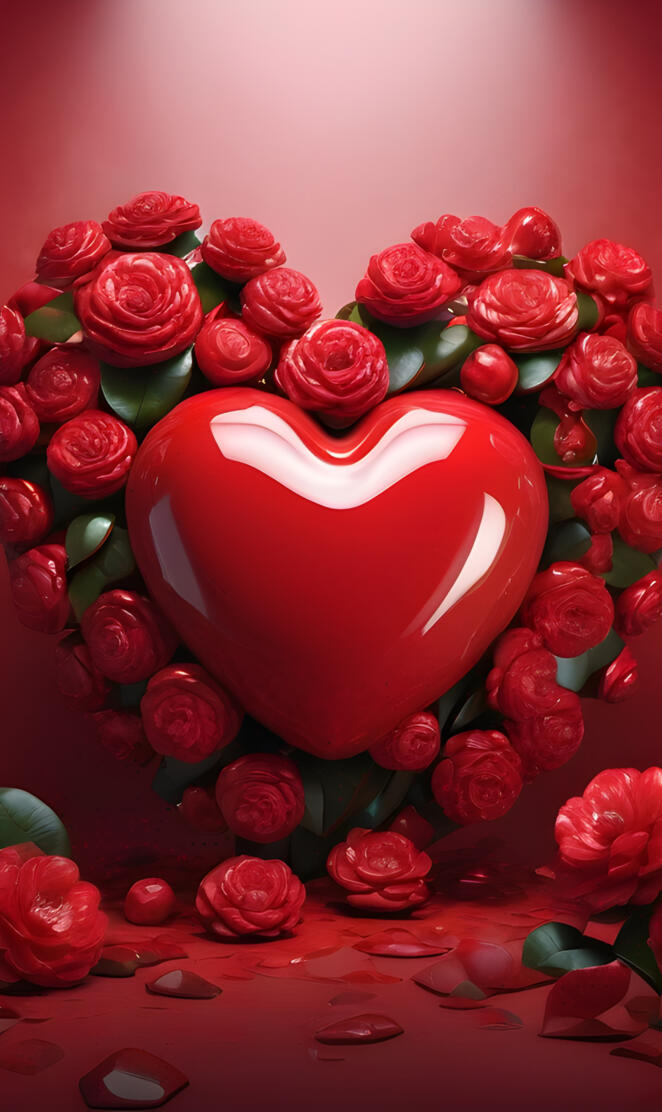 a red vase with flowers