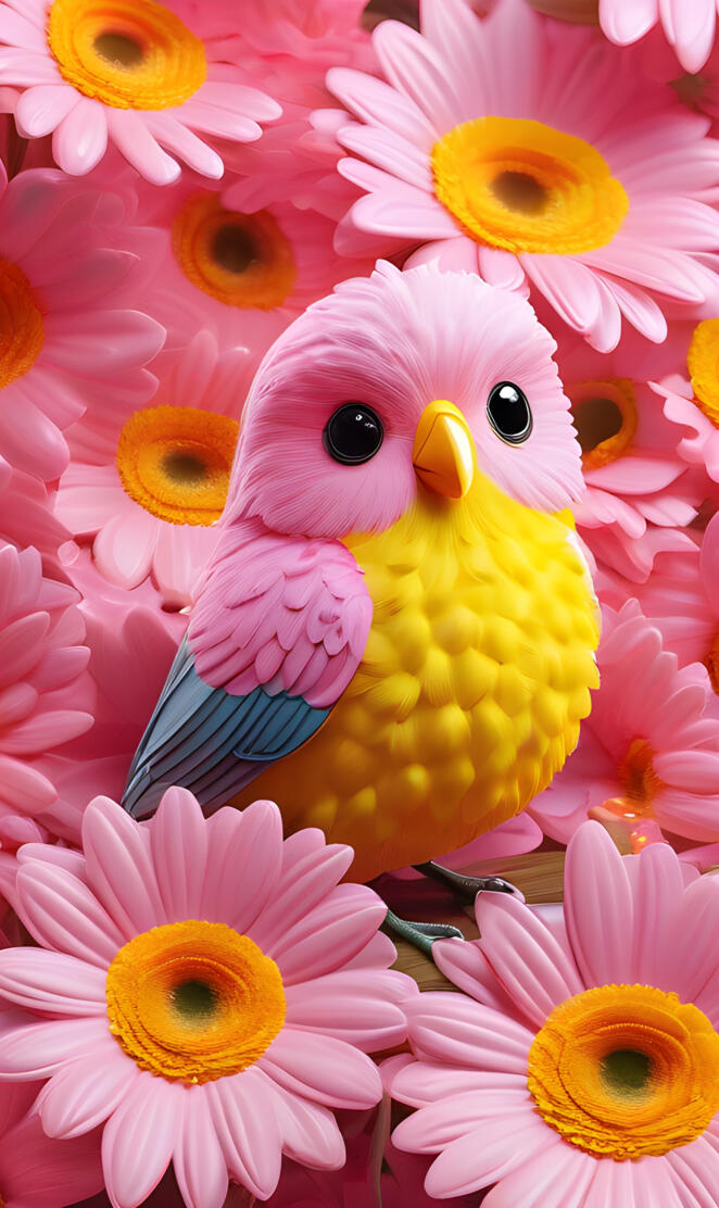 a stuffed toy in a bouquet of flowers