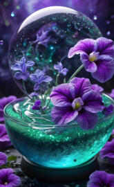 purple flowers in a bowl