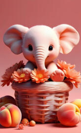 a basket with a bunny head