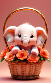 a basket with a pig in it