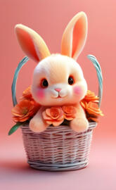 a bunny in a basket