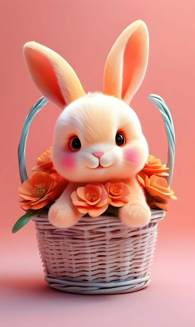 a bunny in a basket