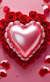 a heart shaped cake with red roses