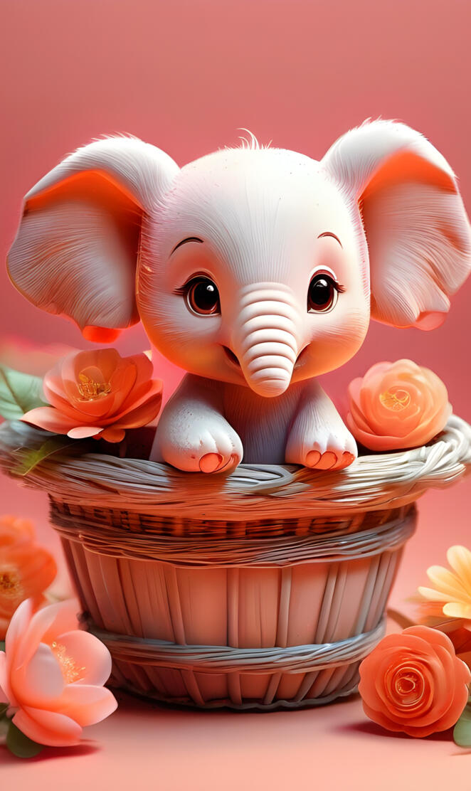 a bunny in a basket of flowers