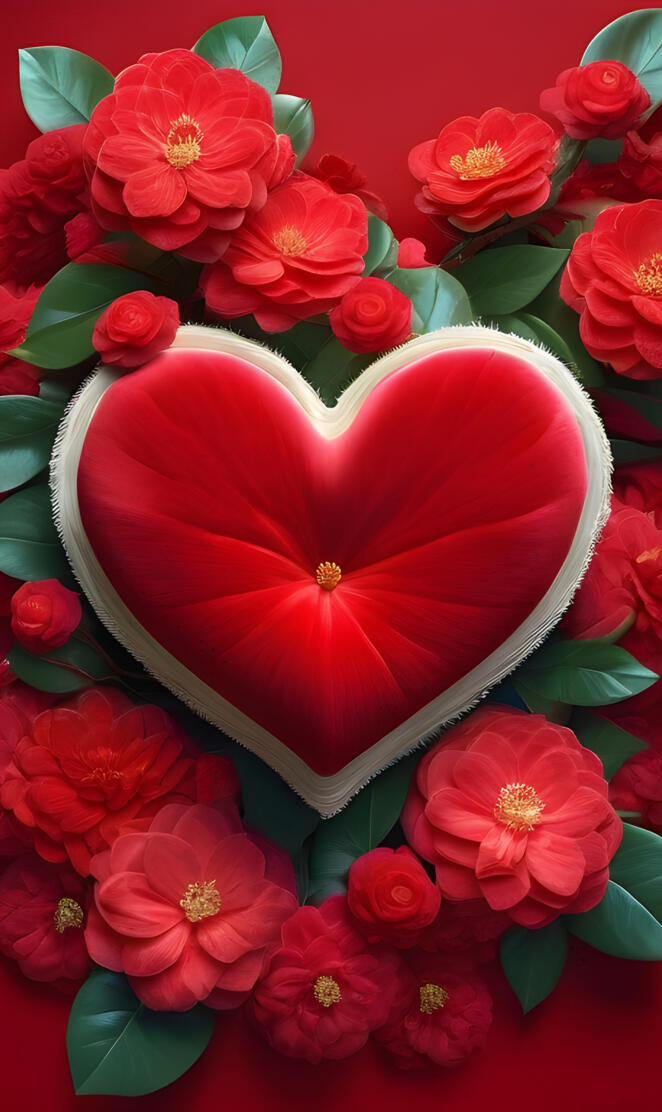 a red flower surrounded by green leaves