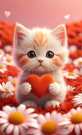 a kitten holding a stuffed animal