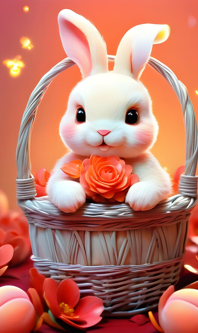 a bunny in a basket
