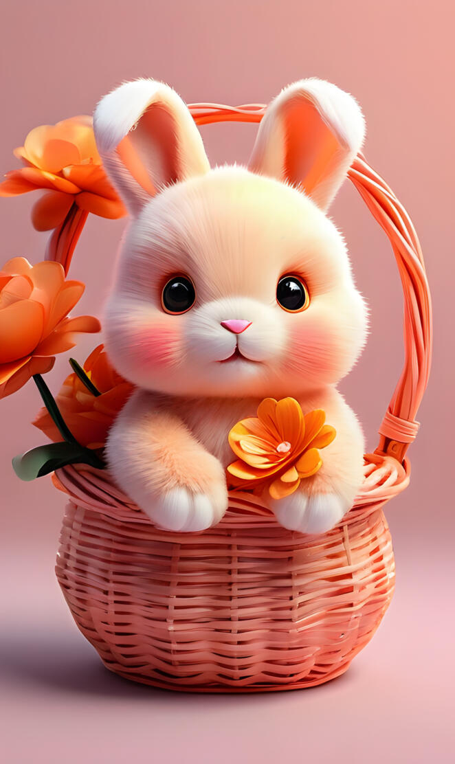 a cat in a basket with flowers