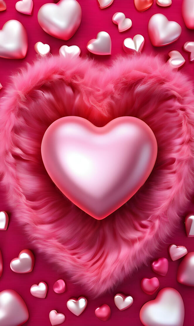 a red heart with white dots