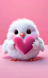 a small white and pink stuffed animal