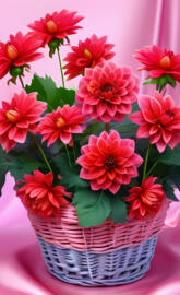 a basket of red flowers