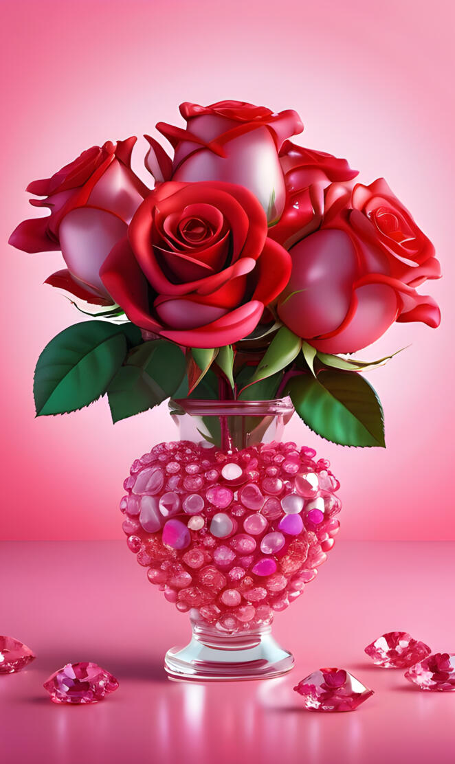 lovely vase with flowers 🌺🌹🌹🌹🌹